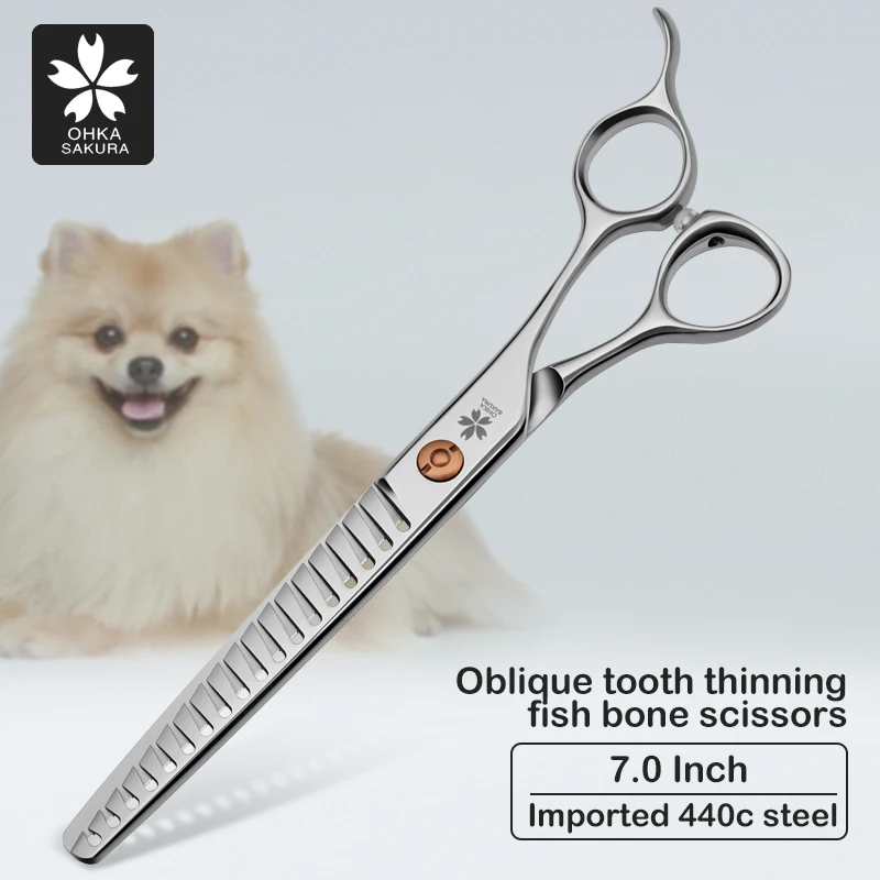 

Cherry Pet Beauty thinning fish bone 7-inch imported 440C oblique tooth design special hair breaking scissors for pet shop