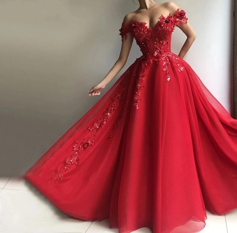 AGELSBRIDEP Red Sweetheart Quinceanera Dresses 15 Party Sexy Off-Shoulder 3D Flower Tulle Cinderella Birthday Custom Make