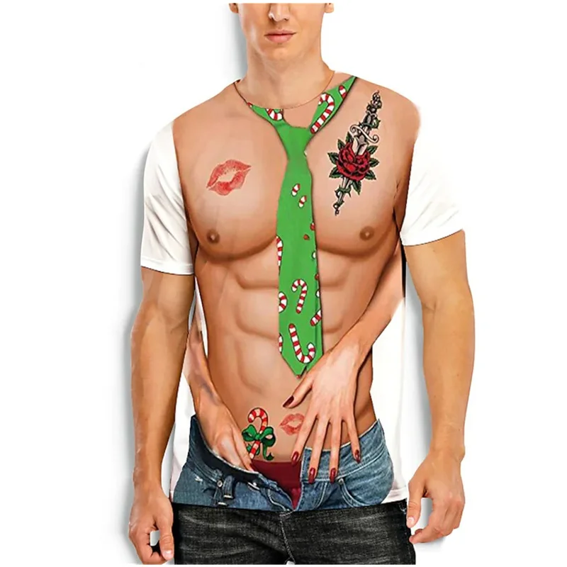 

Sexy Red Lips Muscle Print Oversize T Shirt Men Women Streetwear Plus Size Loose Short Sleeve Male Female Tees All-Match Tops