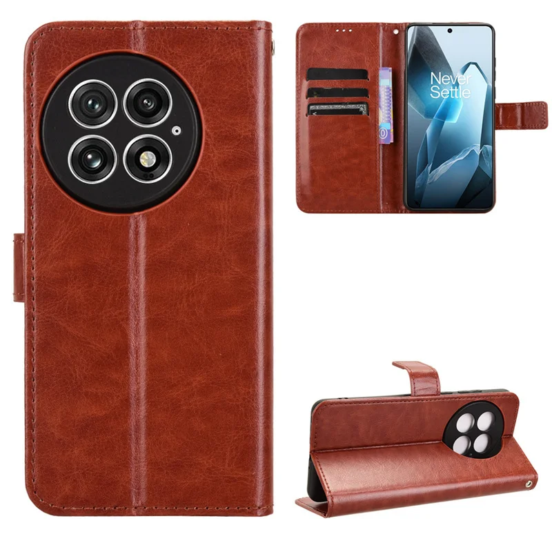 Подходит для OnePlus 13 5G роскошный кожаный чехол Crazy Horse из искусственной кожи