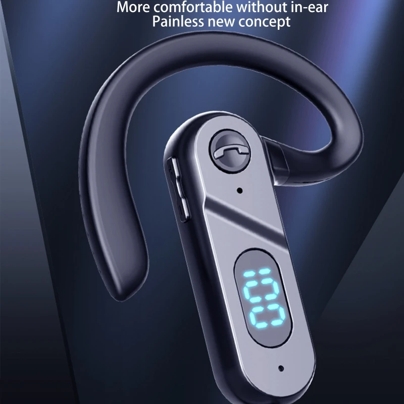 

Гарнитура с ушным крючком, Bluetooth-совместимая гарнитура 5,2, легкие наушники с шумоподавлением, водонепроницаемая и устойчивая к поту гарниту...