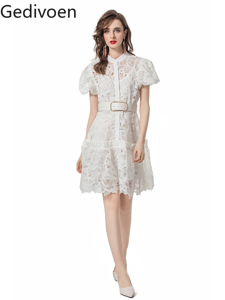 Женское платье с цветочной вышивкой Gedivoen летнее модельное дизайнерское мини