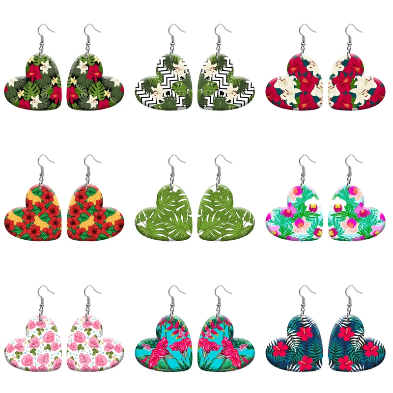 

Cute Flowers Pattren DIY Heart Resin Hook Earrings For Women Jewelry Y2K Piercing Ear Drop Dangle Accessories Gift For Girls