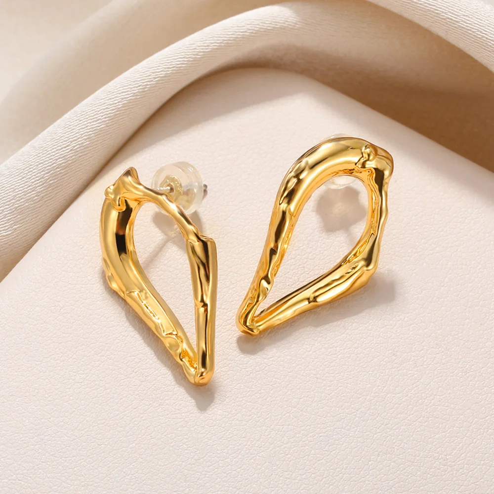 

Vintage Geometry Stainless Steel Gold Color Earrings For Women Piercing Ear Stud Fashion Jewelry Wedding Gift Free Delivery