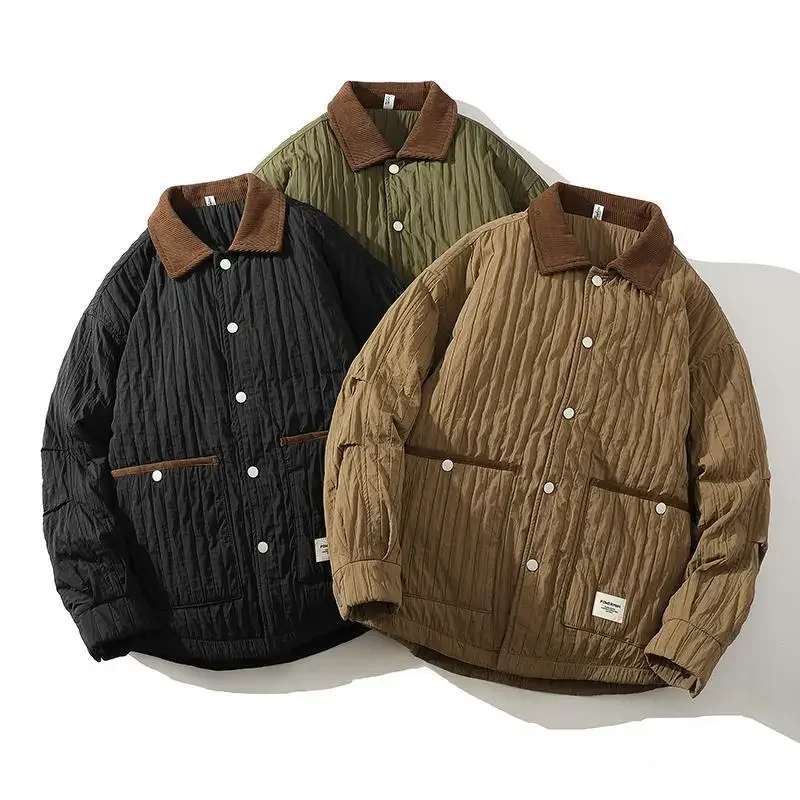 Men's Autumn Winter Flying Jacket Cotton-Padded American Style Vintage Work Coat Loose Fit Cotton For Outerwear