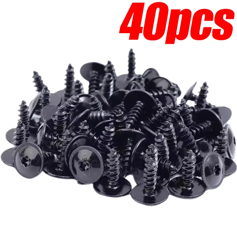 

Винты кузова автомобиля Брызговик N 90974701 Металлический саморез для VW Golf, заклепка, черный крепежный болт, крестообразный саморез Phillips