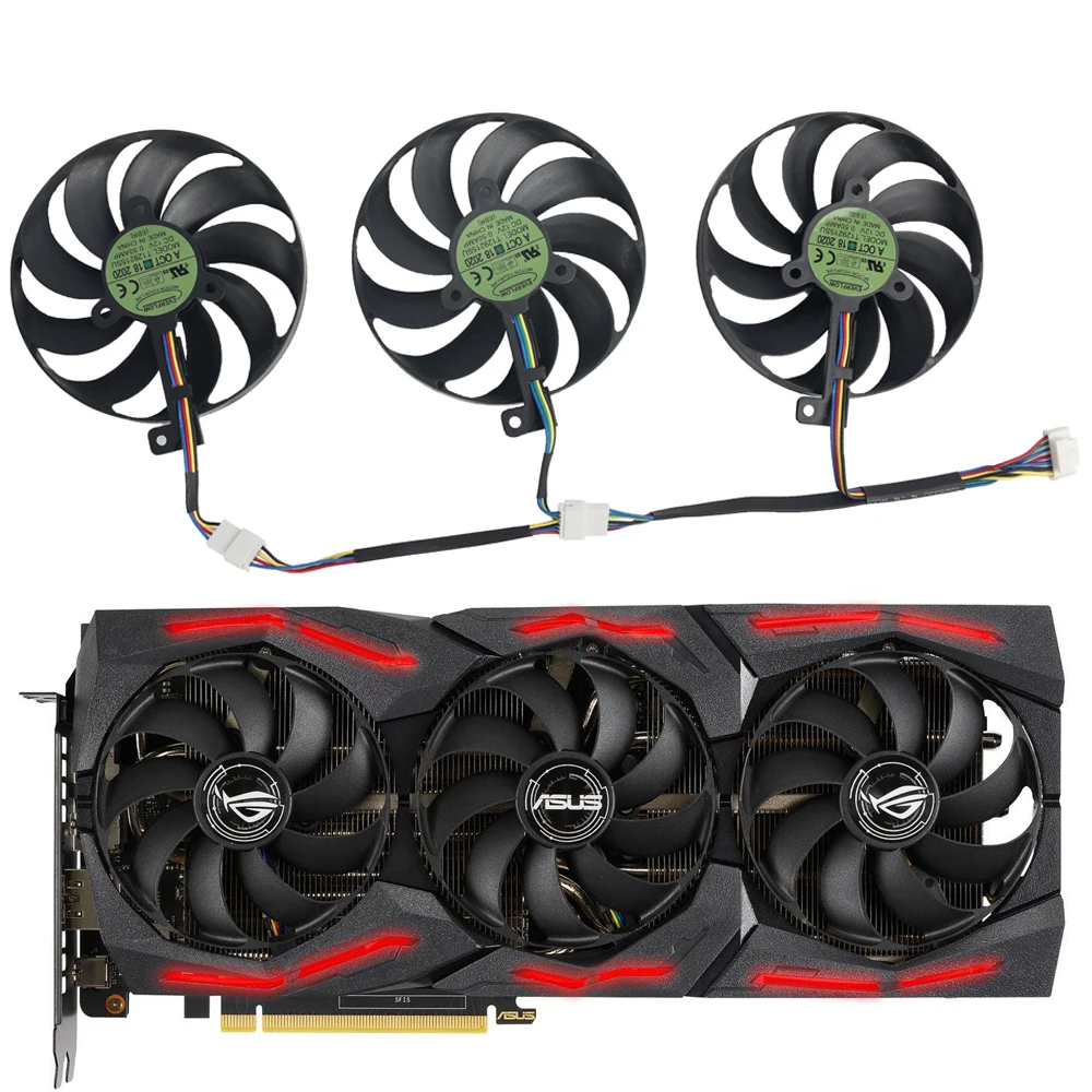 

NEW 3PCS 87MM T129215SU For ASUS RTX2070 ROG STRIX-GeForce RTX 2060 Super 2080 Ti or RX 5600 XT RX 5700XT Fans 7PIN RTX2060 GPU