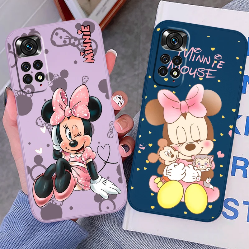 

Minnie Mickey Love Phone Case For Xiaomi Redmi Note 12 11T 11S 11E 10S 10T 10 Pro Plus Liquid Rope Funda Cover