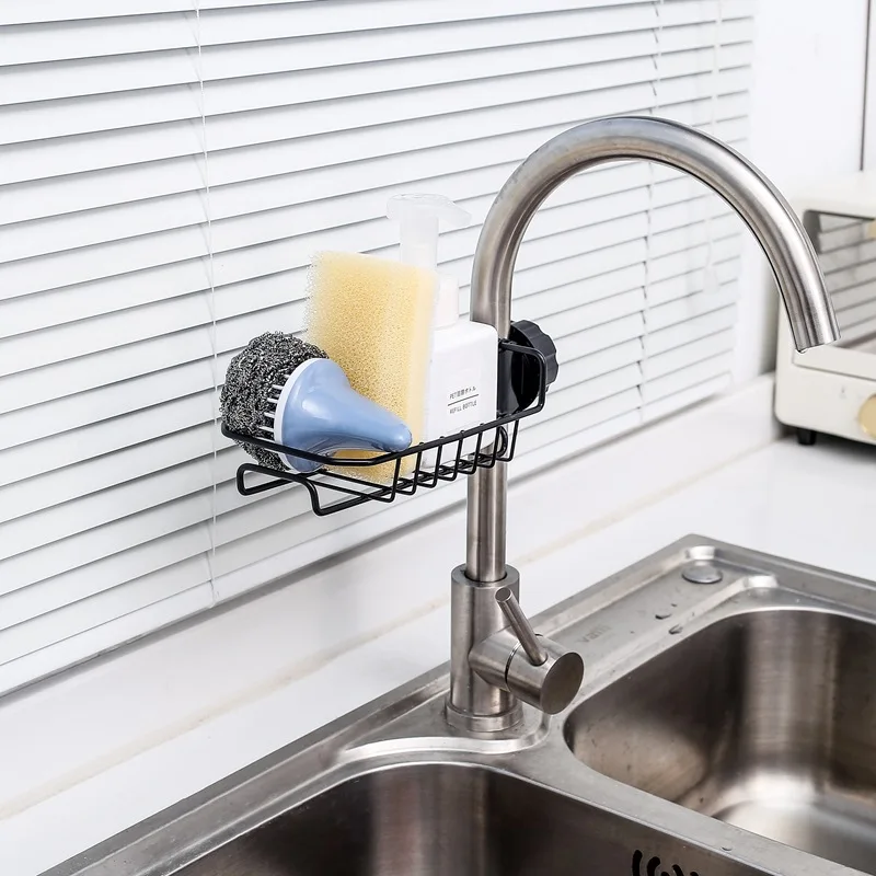 

Sponge Holder Over Faucet Kitchen Sink Caddy Organizer Stainless Steel Detachable Hanging Faucet Drain Rack for Bathroom Scrubbe