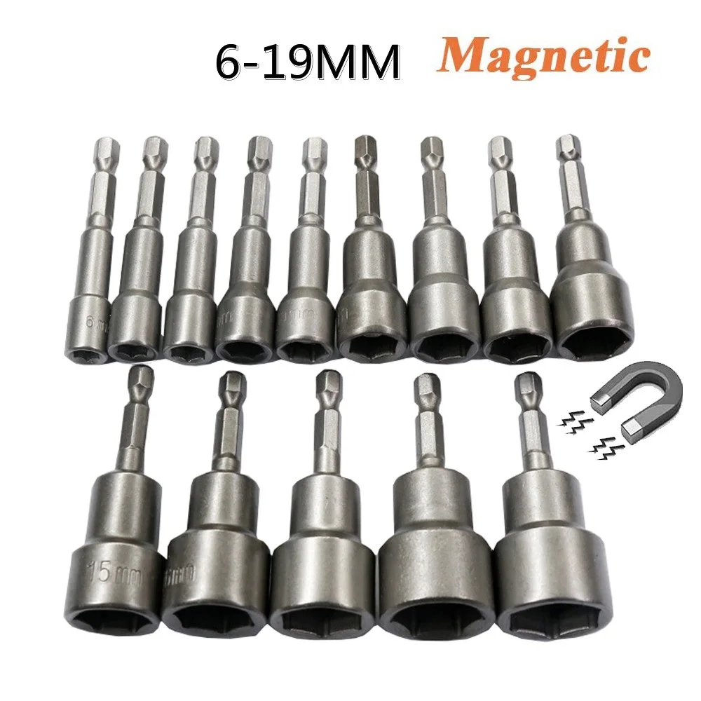 6mm-19mm impact Socket Magnetic Nut Screwdriver 1/4 hex key 