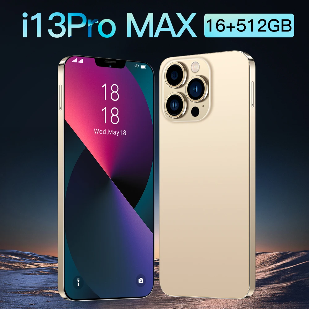 i13 pro max global version smartphone 6 7 inch 6800mah 5g 50mp 16gb 512gb unlock celular cellphone android 11 mobile phone free global shipping