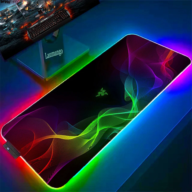 

Razer Gaming Mouse Pad 900x400 RGB Pc Gamer Complete Computer Accessories Rubber Mat Mausepad Large Mousepad 90x30 Office Carpet