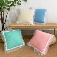 french luxury lace mesh gauze stitching cushion cover 4545 girls room pillow covers decorative solid color linen pillow case