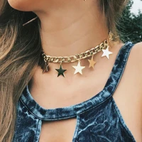 light luxury all match street shooting necklace copper five pointed star pendant all match ins personality sweater chain gift
