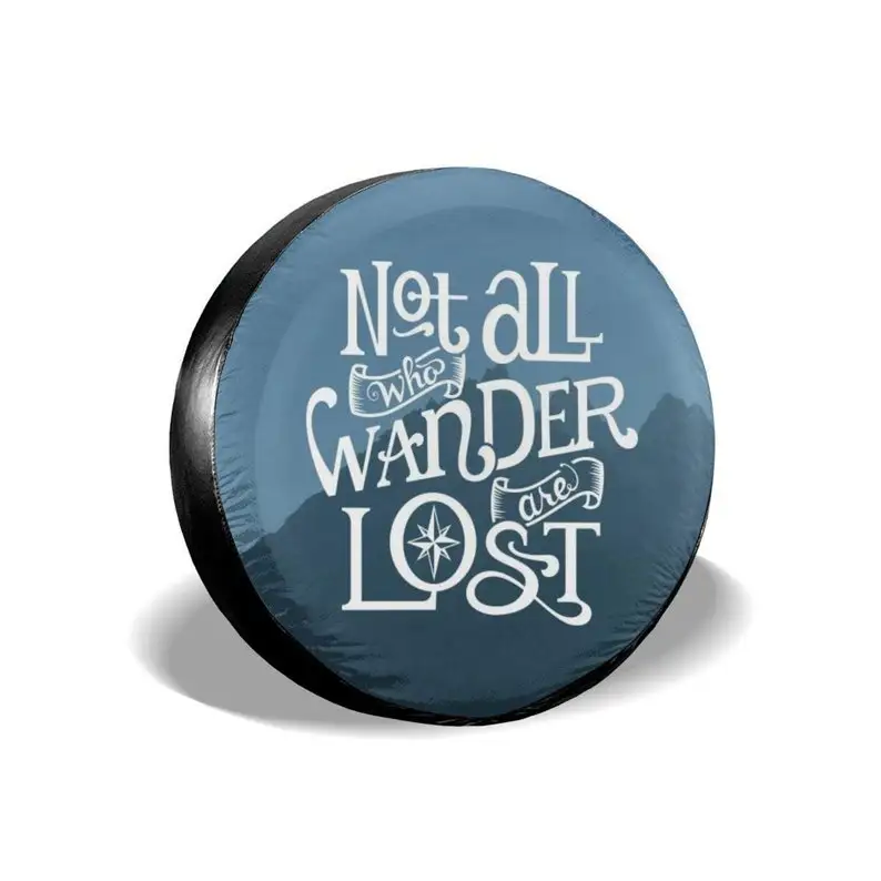 

Not All Who Wander are Lost Spare Tire Cover, Universal Fit for Jeep,Trailer, Rv, SUV, Truck and Many Vehicle, Weatherproof Tire