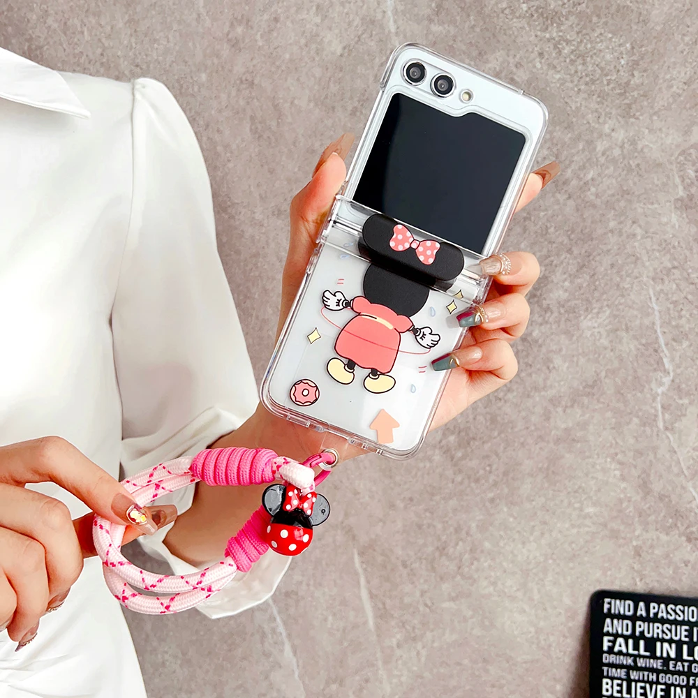 Cute Cartoon Mickey Minnie for With Widgets Magsafe Magnetic Bracket Phone Case Samsung Galaxy S23 S24 Plus Ultra 5G Cover