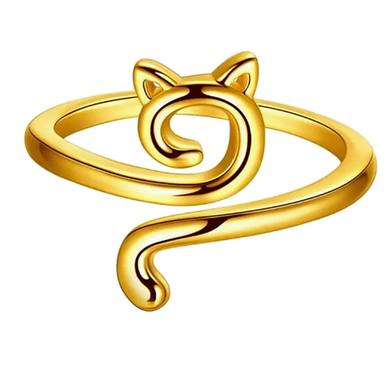 Регулируемое натяжение крючком кольцо с милым котом для вязания начинающих