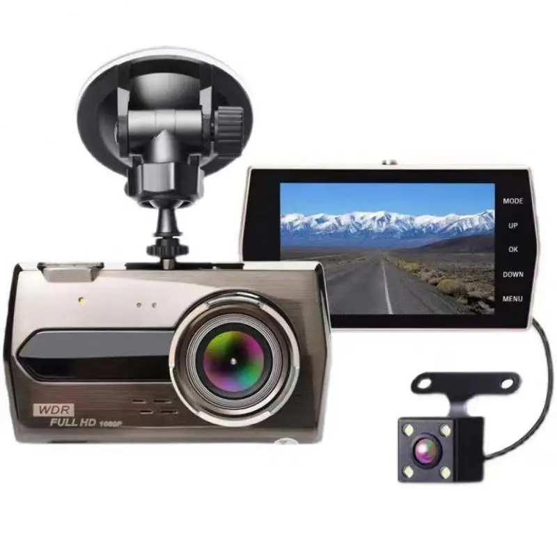 

Front And Rear Dual-lens Video Recorder 4 Inch Ips Wide Viewing Angle Dash Cam Night Driving Recorder Auto Electronics