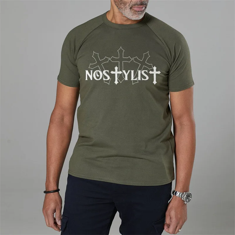 

2022 Summer New Men's Short-sleeved Printed Top Loose Solid Color Round Neck T-shirt