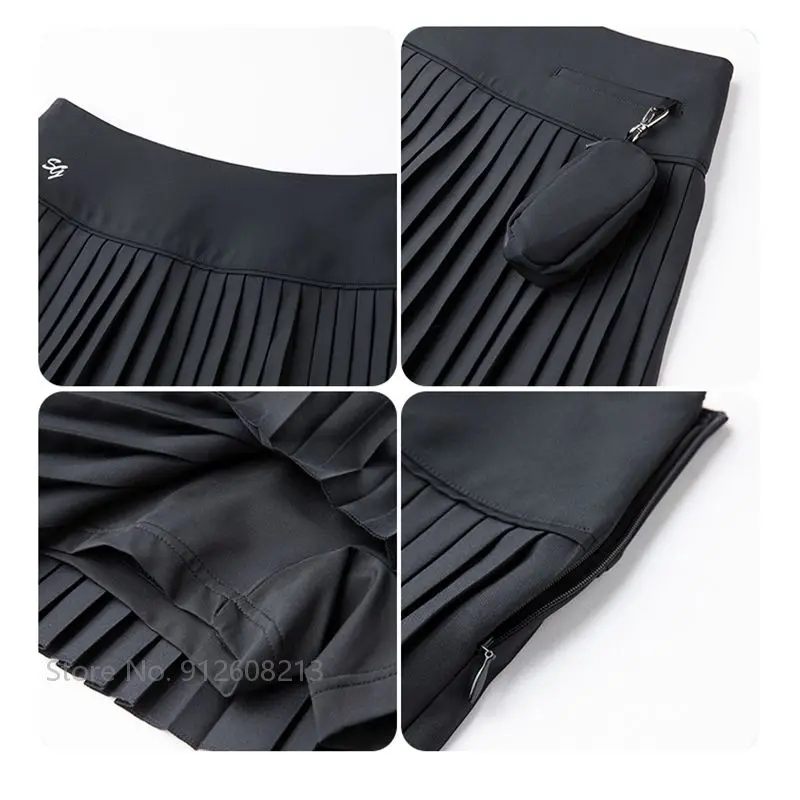 Пальто Swan Love Golf женское с длинным рукавом, ветрозащитное, стильное, с высокой талией, в комплекте с плиссированной юбкой-шортами.