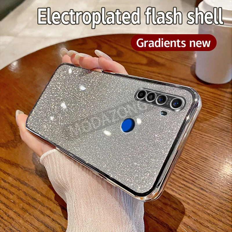 Чехол-накладка из мягкого ТПУ с блестками для Realme 5 Pro