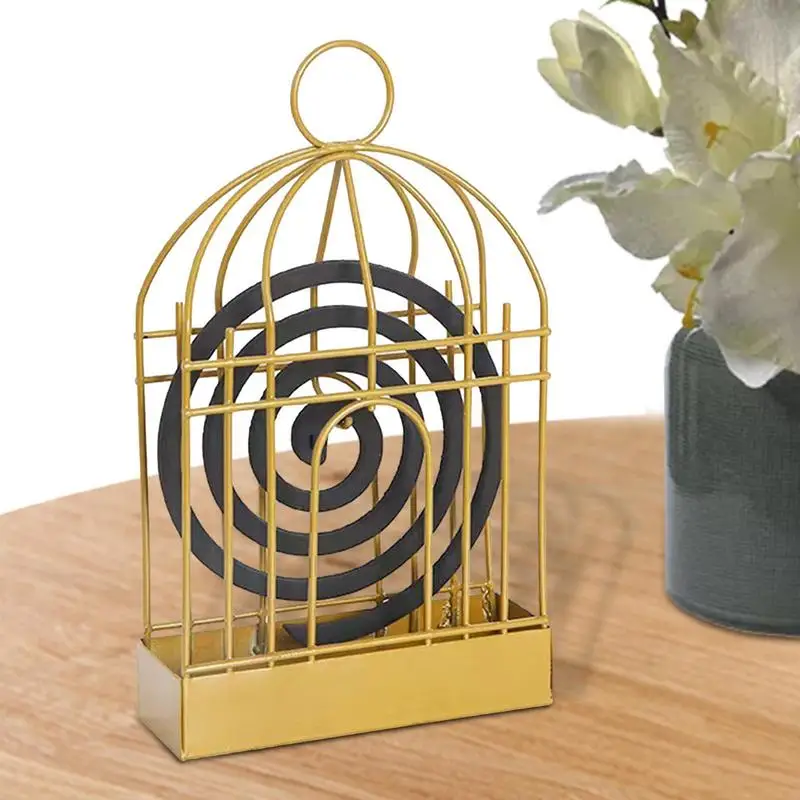 

Coil Incense Burner Bird Cage Metal Mosquitoes Coil Holder Retro Mosquitoes Coil Burner With Hang Hook For Patio Garden Camping