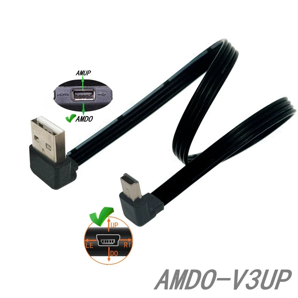 USB 2.0 штекер 90-градусный правый локоть к мини-USB штекерный кабель для передачи