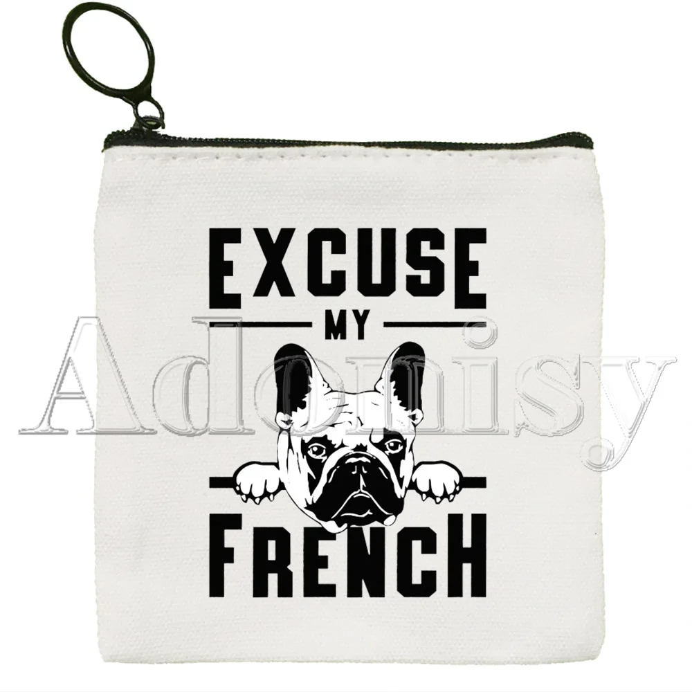 French Bulldog Korean Version Simple Coin Purse Coin Purse Female Student Canvas Cute Key Bag Mini Clutch Small Purse