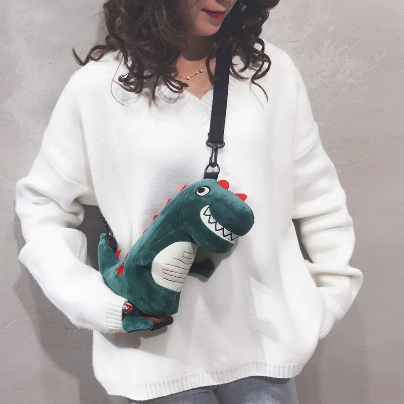 

Children Plush Backpack Travel Cartoon Dinosaur Stuffed Animal Toy Cross Shoulder Bag Doll for Girls Youth Birthday Gifts