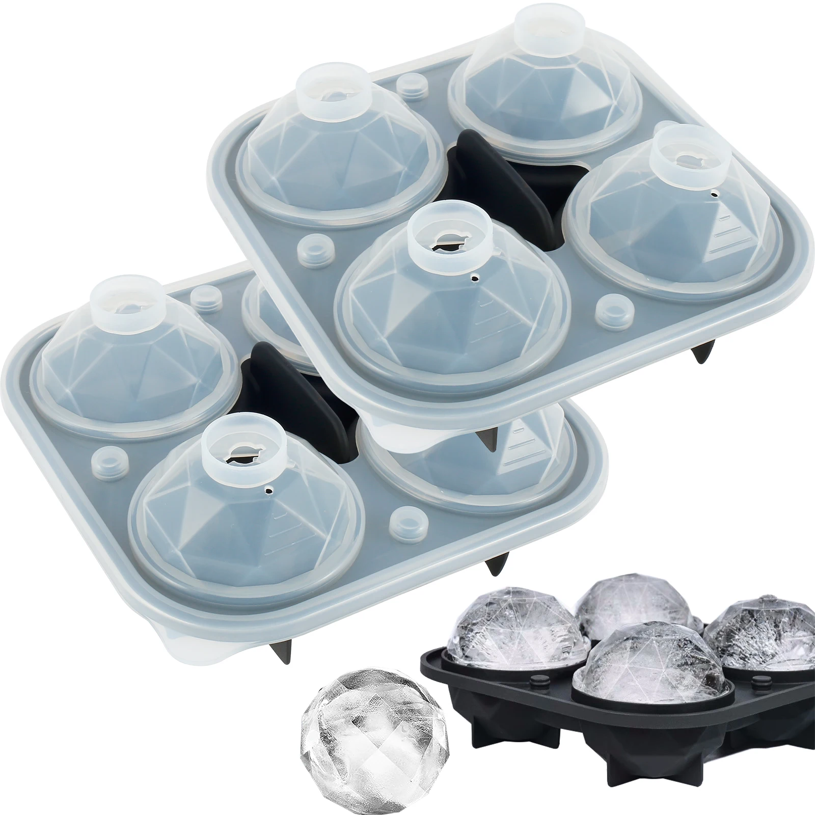 

Формы для кубиков льда, многоразовая круглая форма для кубиков льда с 4 ячейками, Гибкая силиконовая форма для изготовления шариков льда в морозилке, для приготовления виски, коктейля, пудинга