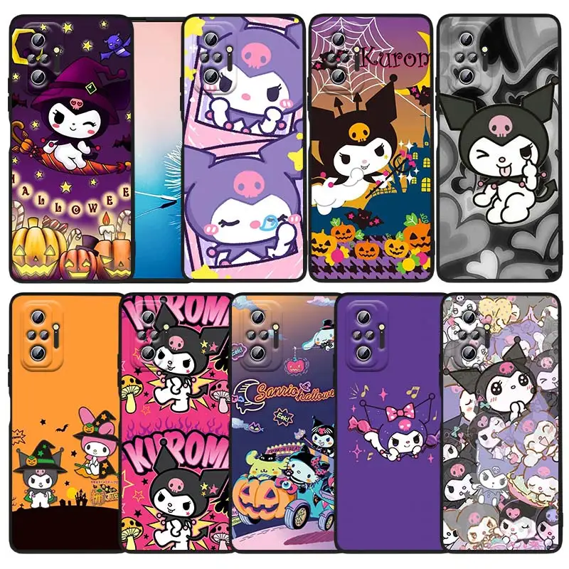 

Sanrio Cartoon Kulomi Cool Phone Case For Xiaomi Redmi Note 12 11E 11S 11 11T 10 10S 9 9T 9S 8 7 Turbo Pro Plus 5G Black Cover