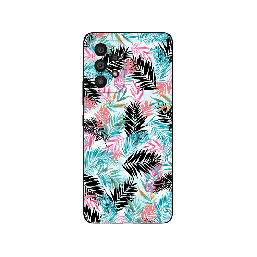 Черный чехол из ТПУ с листьями для Samsung Galaxy A03 SM-A035 Core A03S A13 A23 LTE A33 A53 A73 4G 5G