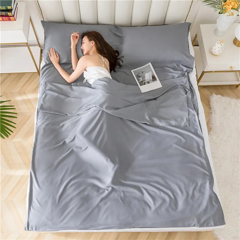 

Silk Satin Soft Sleeping Bag Travel Bed Sheet Ultralight Portable Indoor Hotel Anti-Dirty High Quality Rayon Sleeping Bag