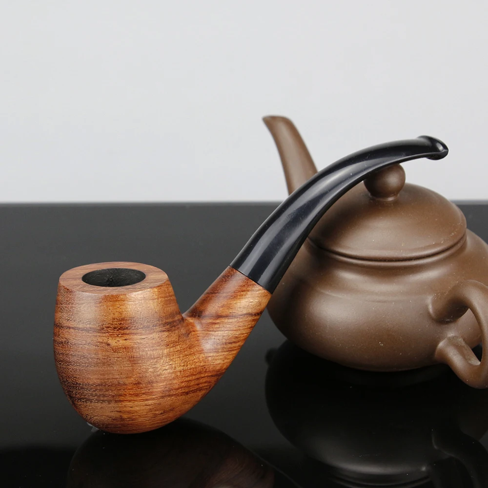 

High Quality Rosewood Smoking Pipe 9mm Filter Wooden Tobacco Pipe Vintage Bent Smoke Pipe free tools gift set