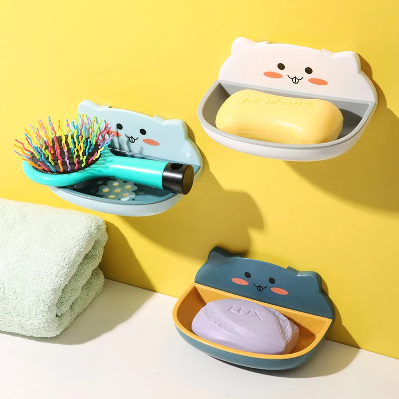 

Wall-mounted Soap Storage Rack Free Punch Self-adhesive Drain Box Bathroom Dectorstions