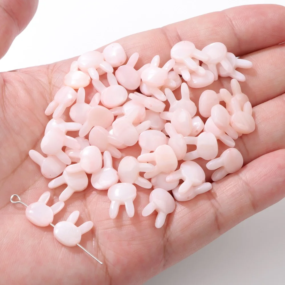 10x12 мм Милые кролики натуральные раковины мягкие бусины порошок голубая