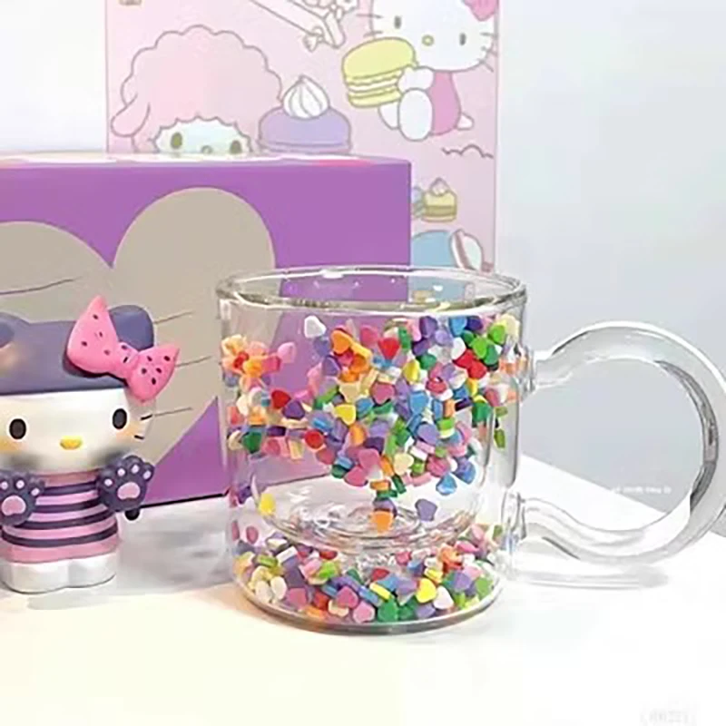 

Multicolor Heart Shaped Cup Cute Girl Heart Creative Double Layer Glass Cup Coffee Mug Milk Tea Juice Water Glass Christmas Gift