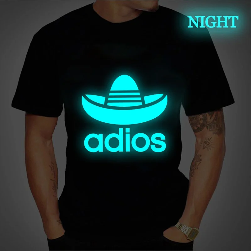 

Adios Goodbye Spanish Mexican Funny Men T Shirt Cotton Unisex Tshirts Oversized Male T-shirt Luminous Funny Tee Shirts for Homme