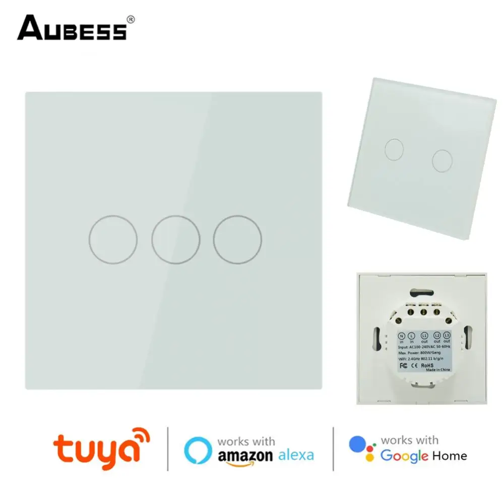 

Tuya Wifi Smart Touch Switch Light Switch Network Connection Tuya App Wireless Remote Alexa Google Control AC 220V Interrupter
