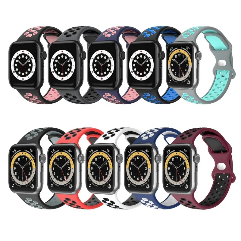 

For Dual Color Silicone Smart Watch Band For Applewatch Ultra 49mm Strap For Apple Watch Series 8 7 6 5 4 3