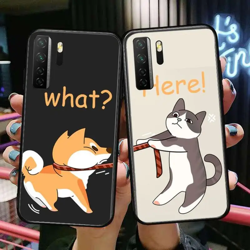 

Couple cat and dog Black Soft Cover The Pooh For Huawei Nova 8 7 6 SE 5T 7i 5i 5Z 5 4 4E 3 3i 3E 2i Pro Phone Case cases