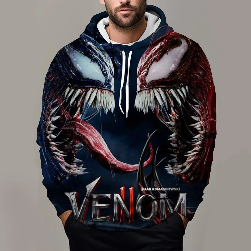 Толстовки с капюшоном принтом Marvel Venom для мужчин и женщин модный повседневный