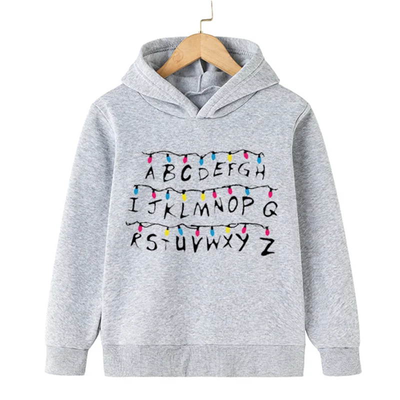 

Stranger Things 4 Kids Hooded Sweater Baby Boys Girls Clothes Solid Plain Hoodie Sweatshirt Tops Girl Autumn Winter Hoodies Coat