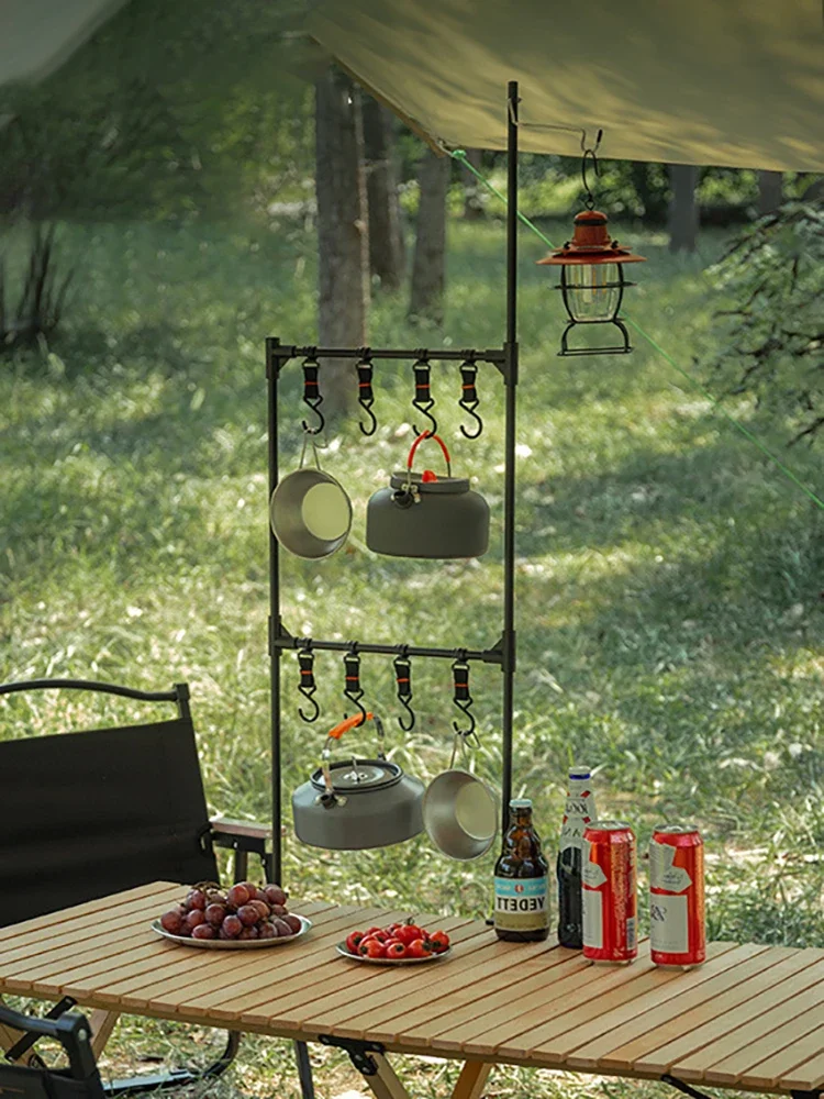 TARKA Camping Shelf Lantern Stand Picnic Tableware Hanging Rack Portable Detachable Aluminium Alloy Light Hanger