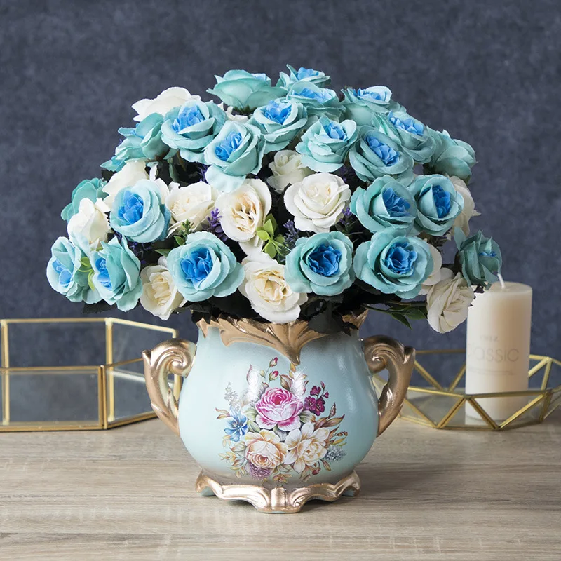 

Rose Bouquet Fleur Artificielle Silk Flores Artificiales Decoracion Hogar Artificial Flower For Wedding Home Table Decoration