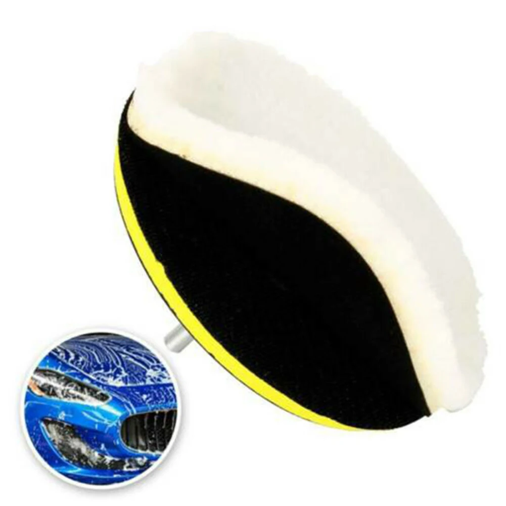 

5pcs M10/M14 Car Wool Polishing Pad 3/4/5/6/7inch Power Cleaning Tool With Hook Loop Back Pad Car Polisher Drill Wool Wheel