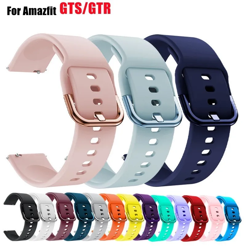 

20mm/22mm band For Amazfit GTS/2/2e/3/4 GTS2 Mini/GTR 4/3/Pro/47mm/GTR2/2e/stratos 2/3 Silicone Bracelet Amazfit bip Watch strap