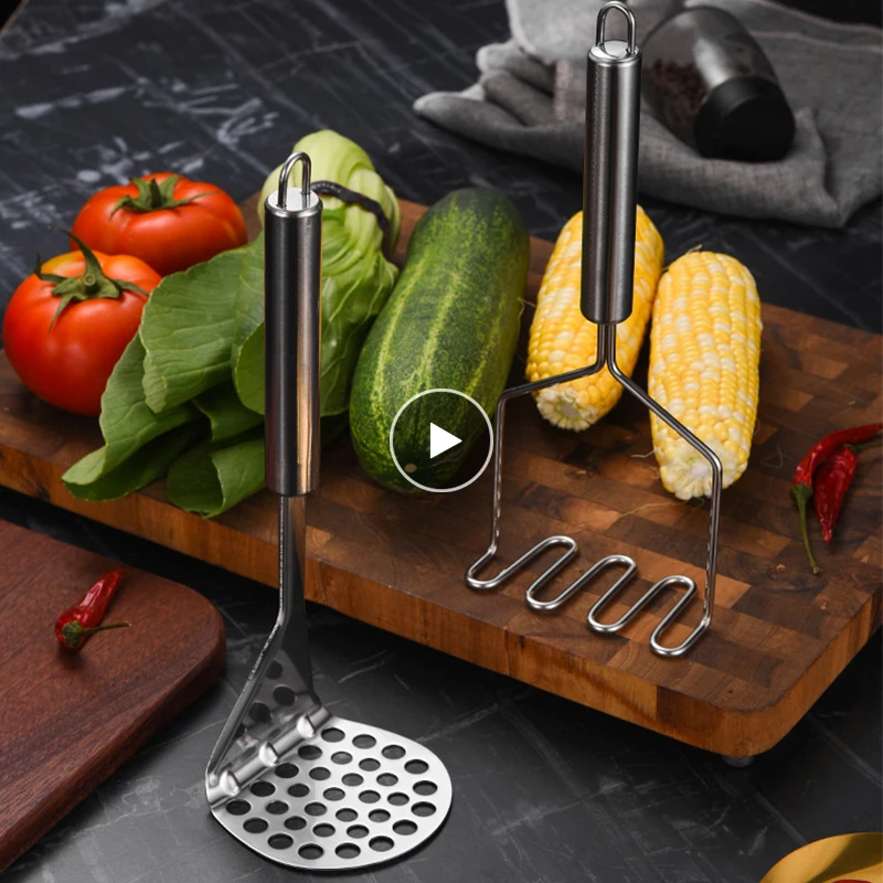 

Stainless Steel Potato Masher Potato Crusher Wave Shape Cutter Kitchen Accessories Home Gadget Cooking Tools Fruit Juice Maker