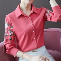 silk shirt womens design polo collar new style 2021 new fashion silk shirt feminine vintage top womans tops casual