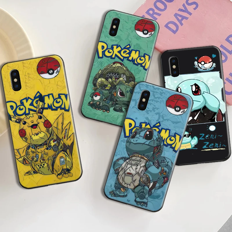 

Cartoon Pokémon Phone Case For Funda iPhone 13 12 11 Pro Max 13 12 Mini X XR XS Max 6 6s 7 8 Plus Coque Celular Liquid Silicon